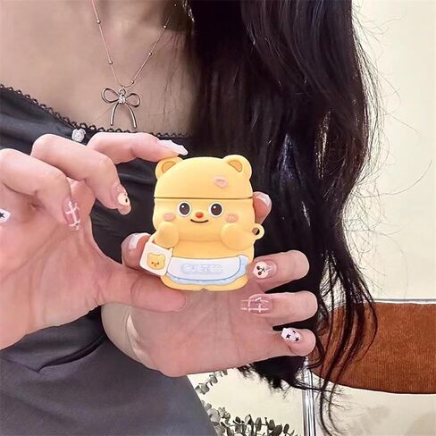 Case Compatible with 2024 Airpods 4, 3D Cute Kawaii Baby Otter Design Keychain Case Cover, Portable Earbuds Accessories Soft Silicone Shockproof Wireless Earphone Protector with Hook in Kuwait