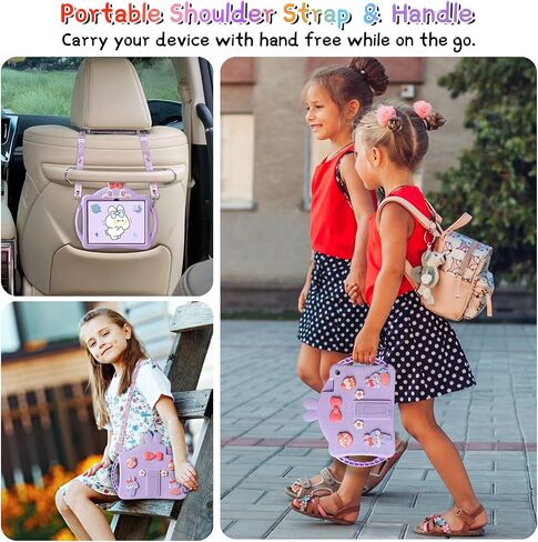 حافظة VOFUOE لهاتف Samsung Galaxy Tab A9 Plus للأطفال والبنات Galaxy Tab A9+ مع واقي شاشة ومقبض أشرطة الكتف، غطاء تابلت من السيليكون الناعم على شكل أرنب لجهاز Galaxy Tab A9 Plus 11 بوصة 2023-وردي in Kuwait