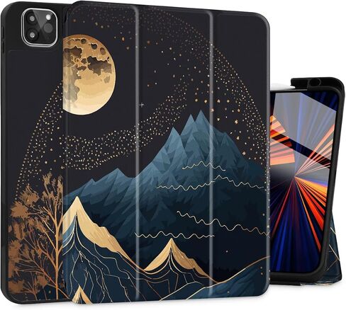 May Chen Case for iPad Pro 11-inch 2024 5th Generation M4 Chip, [Built Pencil Holder 2/USB-C] Soft TPU Back Cover with Trifold Stand Support Auto Wake/Sleep, Traditional in Saudi Arabia