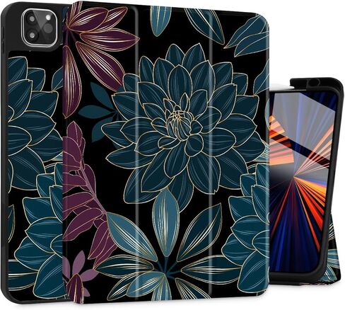 May Chen Case for iPad Pro 11-inch 2024 5th Generation M4 Chip, [Built Pencil Holder 2/USB-C] Soft TPU Back Cover with Trifold Stand Support Auto Wake/Sleep, Traditional in Kuwait