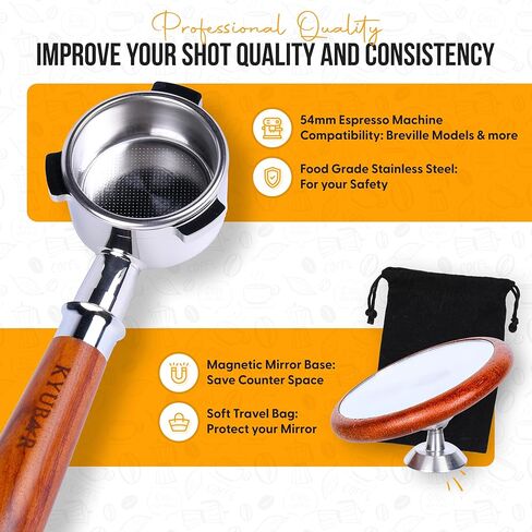 Bottomless Portafilter 54mm - Espresso Shot Mirror - 18g Basket | Fits Breville Bambino Plus - Barista Express - Barista Express Impress - Barista Touch - Barista Touch Impress - Barista Pro - Infuser in Saudi Arabia