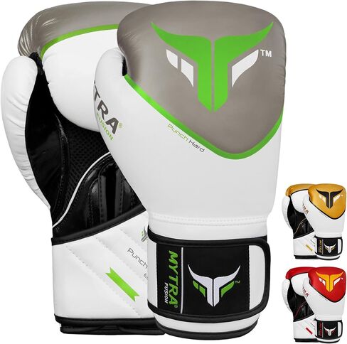 قفازات Mytra Fusion للملاكمة، قفازات MMA Muay Thai مع قفازات تدريب ملاكمة النخيل التهوية، قفازات كيك بوكسينغ للرجال والنساء (16 أونصة، أسود/أحمر) in Kuwait