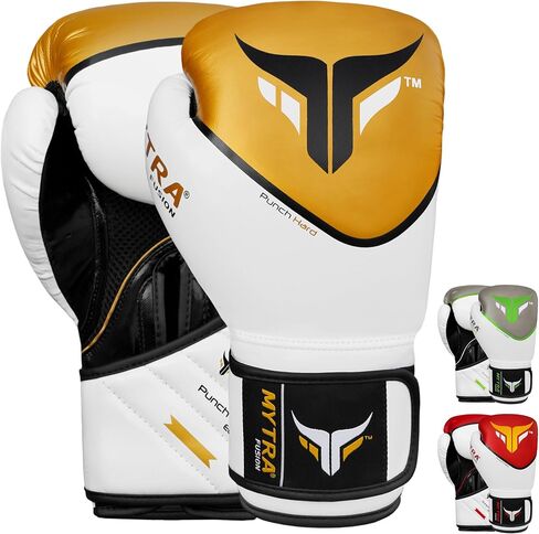 قفازات Mytra Fusion للملاكمة، قفازات MMA Muay Thai مع قفازات تدريب ملاكمة النخيل التهوية، قفازات كيك بوكسينغ للرجال والنساء (16 أونصة، أسود/أحمر) in Kuwait