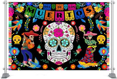Avezano Day of The Dead Backdrop Mexican Dia de Los Muertos Fiesta Background Sugar Skull Halloween Party Decoration Supplies (7x5ft) in Saudi Arabia