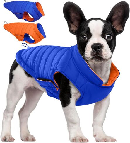 Bonaweite Reversible Dog Coat, Windproof Dog Jacket, Reflective Dog Winter Coat, Dog Clothes Medium Sized Dog, Water Resistant Dog Cold Weather Coats, High Visibility Orange Dog Vest for Medium Dogs in Saudi Arabia