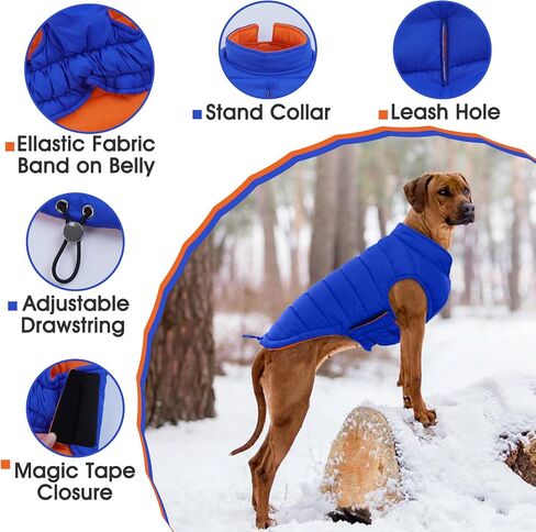 Bonaweite Reversible Dog Coat, Windproof Dog Jacket, Reflective Dog Winter Coat, Dog Clothes Medium Sized Dog, Water Resistant Dog Cold Weather Coats, High Visibility Orange Dog Vest for Medium Dogs in Saudi Arabia