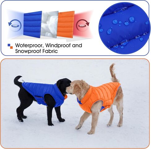 Bonaweite Reversible Dog Coat, Windproof Dog Jacket, Reflective Dog Winter Coat, Dog Clothes Medium Sized Dog, Water Resistant Dog Cold Weather Coats, High Visibility Orange Dog Vest for Medium Dogs in Saudi Arabia
