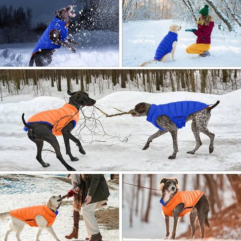 Bonaweite Reversible Dog Coat, Windproof Dog Jacket, Reflective Dog Winter Coat, Dog Clothes Medium Sized Dog, Water Resistant Dog Cold Weather Coats, High Visibility Orange Dog Vest for Medium Dogs in Saudi Arabia
