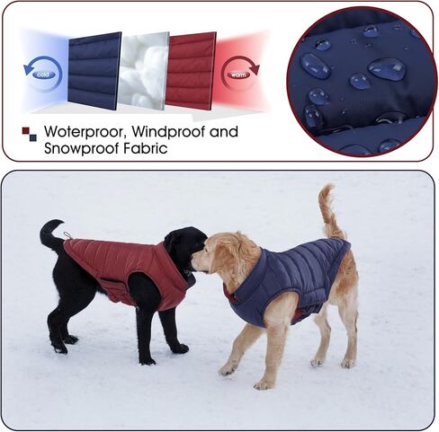 Bonaweite معطف الكلب القابل للعكس، سترة الكلب المقاومة للرياح، معطف الشتاء العاكس للكلاب، ملابس الكلاب للكلاب متوسطة الحجم، معاطف الطقس البارد المقاومة للماء للكلاب، سترة برتقالية عالية الوضوح للكلاب المتوسطة in Kuwait