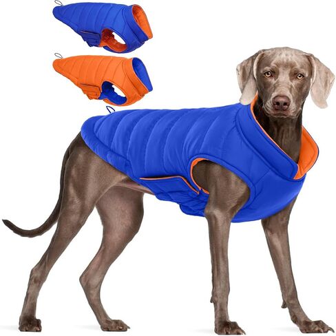 Bonaweite Reversible Dog Coat, Windproof Dog Jacket, Reflective Dog Winter Coat, Dog Clothes Medium Sized Dog, Water Resistant Dog Cold Weather Coats, High Visibility Orange Dog Vest for Medium Dogs in Saudi Arabia