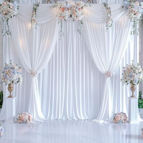 50ft x 10ft Wrinkle Free Ivory Wedding Backdrop Curtains for Party Bridal Shower Reception Decorations Ivory Fabric Curtain Backdrops Drapes for Photography Baby Shower Birthday Background in Saudi Arabia