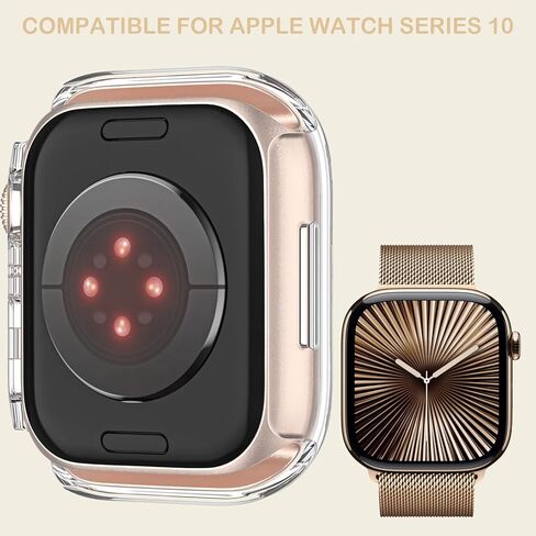 حافظة Yitork مكونة من قطعتين لساعة Apple Series 10 مقاس 46 ملم مع واقي شاشة مدمج، وملحقات غطاء وجه كامل صلب عالي الدقة لواقي شاشة Iwatch للرجال والنساء، ذهبي in Kuwait