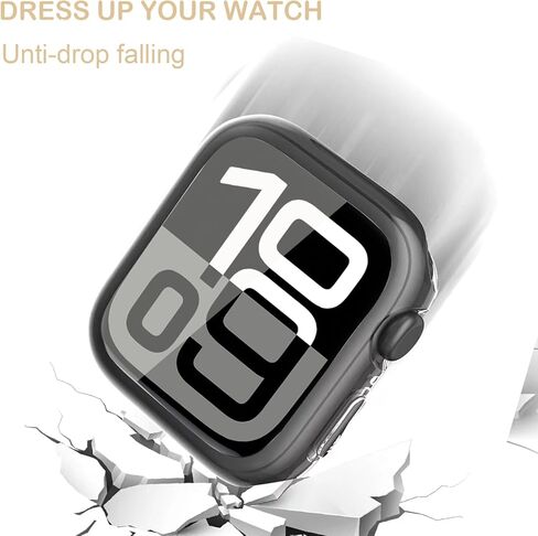 حافظة Yitork مكونة من قطعتين لساعة Apple Series 10 مقاس 46 ملم مع واقي شاشة مدمج، وملحقات غطاء وجه كامل صلب عالي الدقة لواقي شاشة Iwatch للرجال والنساء، ذهبي in Kuwait