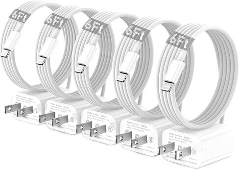 5Pack Phone Charger Fast Charging,[MFi Certified] 20W Wall Fast Charger 6FT Lightning Cable Compatible with iPhone 14/13/12/11/Pro/Max/XR/XS/X/8 in Saudi Arabia