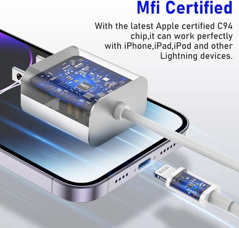 5Pack Phone Charger Fast Charging,[MFi Certified] 20W Wall Fast Charger 6FT Lightning Cable Compatible with iPhone 14/13/12/11/Pro/Max/XR/XS/X/8 in Saudi Arabia