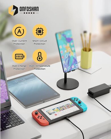 USB C Charger for Nintendo Switch, 45W AC Adapter Cable for Switch Lite/OLED/Steam Deck/TV Dock Mode, Power Supply Cord for Tablets/MacBook Pro/iPad/Laptop 15V 3A Fast Charging in Saudi Arabia