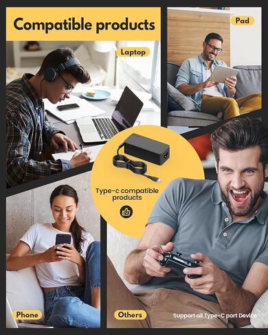 USB C Charger for Nintendo Switch, 45W AC Adapter Cable for Switch Lite/OLED/Steam Deck/TV Dock Mode, Power Supply Cord for Tablets/MacBook Pro/iPad/Laptop 15V 3A Fast Charging in Saudi Arabia