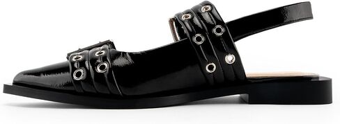 KaroNairy Wide Buckle Ballet Flats for Women Pointy Toe Mary Jane Flat Square Toe Flats Pumps Ballerina Shoes pearl9 White in Saudi Arabia