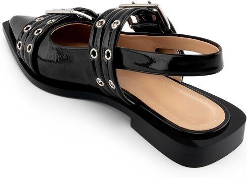 KaroNairy Wide Buckle Ballet Flats for Women Pointy Toe Mary Jane Flat Square Toe Flats Pumps Ballerina Shoes pearl9 White in Saudi Arabia