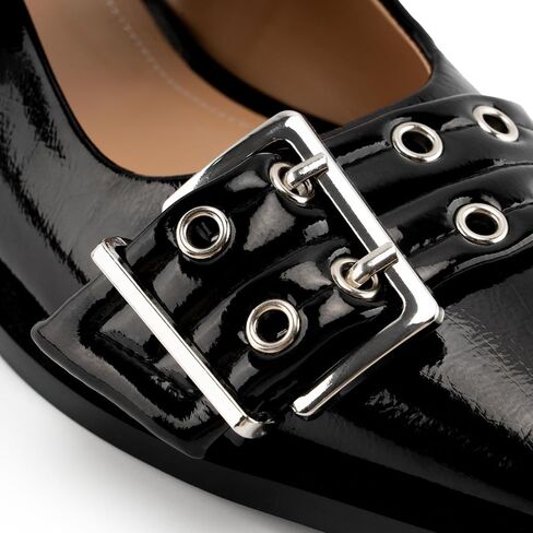KaroNairy Wide Buckle Ballet Flats for Women Pointy Toe Mary Jane Flat Square Toe Flats Pumps Ballerina Shoes pearl9 White in Saudi Arabia