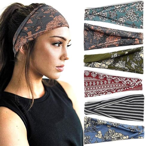 Headbands for Women Trendy Hair Bands for Women’s Hair Non Slip Cute Women Floral Headband Stretchy Sweat Bands Headbands for Yoga Workout Every Day Basic Girl’s Fashion Hair Accessories for Women in Saudi Arabia
