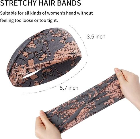 Headbands for Women Trendy Hair Bands for Women’s Hair Non Slip Cute Women Floral Headband Stretchy Sweat Bands Headbands for Yoga Workout Every Day Basic Girl’s Fashion Hair Accessories for Women in Saudi Arabia