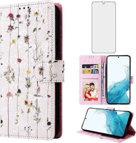 حافظة هاتف Asuwish لهاتف Samsung Galaxy A54 5G، غطاء فليب خلوي مع واقي شاشة من الزجاج المقسى، حامل بطاقة زهرة، حبل حامل A545G A 54 54A 4G G5 SM A546U للنساء والرجال وزهرة الورد in Kuwait