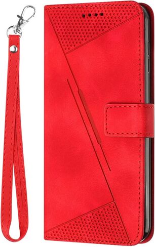 حافظة لهاتف موتورولا ايدج 2024 محفظة سوداء مع حبل حزام، حافظة هاتف موتورولا موتو ايدج 2024 جلدية مع حامل بطاقة غطاء قلاب مقاوم للصدمات شديد التحمل (أحمر) in Kuwait