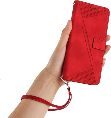 حافظة لهاتف موتورولا ايدج 2024 محفظة سوداء مع حبل حزام، حافظة هاتف موتورولا موتو ايدج 2024 جلدية مع حامل بطاقة غطاء قلاب مقاوم للصدمات شديد التحمل (أحمر) in Kuwait