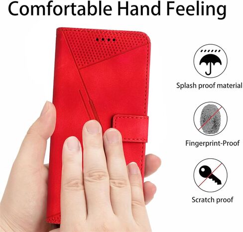 حافظة لهاتف موتورولا ايدج 2024 محفظة سوداء مع حبل حزام، حافظة هاتف موتورولا موتو ايدج 2024 جلدية مع حامل بطاقة غطاء قلاب مقاوم للصدمات شديد التحمل (أحمر) in Kuwait