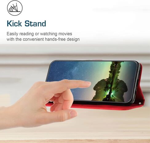 حافظة لهاتف موتورولا ايدج 2024 محفظة سوداء مع حبل حزام، حافظة هاتف موتورولا موتو ايدج 2024 جلدية مع حامل بطاقة غطاء قلاب مقاوم للصدمات شديد التحمل (أحمر) in Kuwait