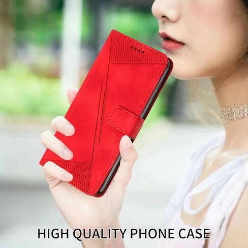 حافظة لهاتف موتورولا ايدج 2024 محفظة سوداء مع حبل حزام، حافظة هاتف موتورولا موتو ايدج 2024 جلدية مع حامل بطاقة غطاء قلاب مقاوم للصدمات شديد التحمل (أحمر) in Kuwait