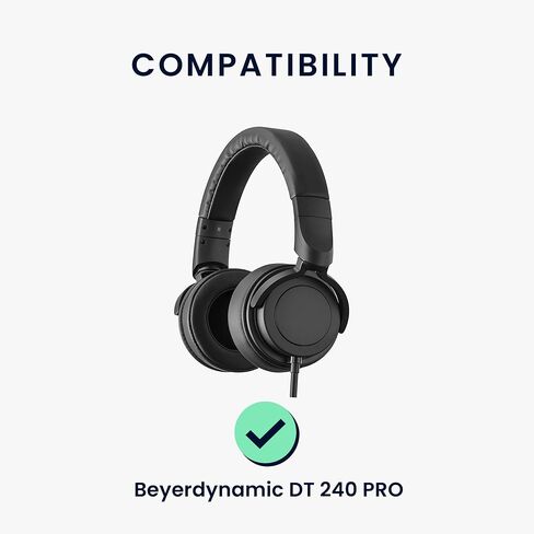 kwmobile Ear Pads Compatible with Beyerdynamic DT 240 PRO Earpads - 2X Replacement for Headphones - Black in Saudi Arabia