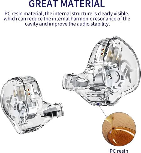 GK GST Headphones in Ear HiFi 1DD 1BA Deep Bass Earbuds with B Pin Detachable Cables, Noise-Isolating Earbuds in Saudi Arabia