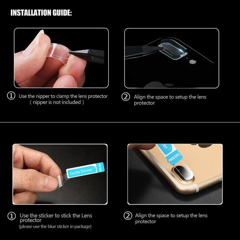 AKWOX (عبوة من 4 قطع) متوافقة مع واقي عدسة الكاميرا iPhone 7 Plus 8 Plus، رفيع للغاية 0.2 مم 9H واقي عدسة الكاميرا من الزجاج الصلب المقوى لهاتف iPhone 7 Plus، مع مضاد للخدش والغبار in Kuwait