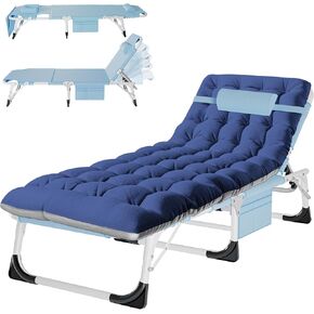 ABORON Patio Lounge Chair, 3in1 Folding Heavy Duty 500LB Loading Chaise Chair, Adjustable Portable Chair for Home Garden Beach Office Nap Camping Sleeping