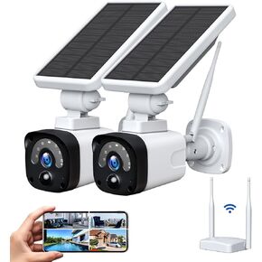 Camcamp 2.5K Solar Security Cameras Wireless Outdoor,Solar Home Security Camera System,Forever Power,2-Way Audio,100% Wire-Free,Night Vision,PIR Motion Detection,Cloud/SD Storage,IP66 Waterproof,2PCS in Kuwait