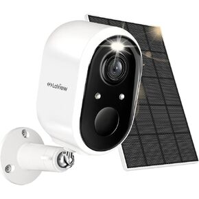 LaView 2K Security Camera Wireless Outdoor Cameras for Home Security WiFi Camera with Solar Panel Battery Powered Surveillance System Kit Color Night Vision, 2-Way Talk, Waterproof, Cloud/SD Storage