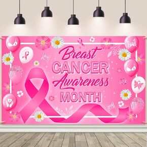 Breast Cancer Awareness Backdrop for Photography Breast Cancer Party Decorations Banner Pink Ribbon Breast Cancer Awareness Background Supplies for Home Office 70.8 x 43.3 inch