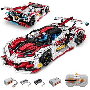 Super Car Building Kits - with Easy Drifting Wheels, Remote Control Function, Electric Gull-Wing Doors - Collectible 1:10 Scale Model Technique Car Building Blocks Set for Adults (2277 PCS)