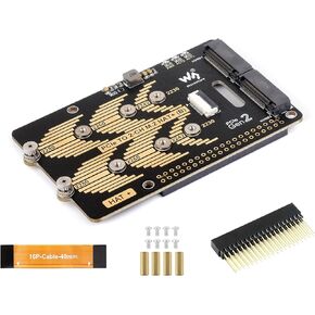 PCIe to 2-CH M.2 Adapter Compatible with Raspberry Pi 5, Support 2280/2260 / 2242/2230 M.2 NVMe Solid State Drives,5Gbps Data Rate, High-Speed Reading/Writing, Pi 5 NVMe HAT+