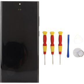 Phone Screen Replacement, Digitizer Screen Touch Assembly Fix Kit with Frame Fingerprint Function and Repair Tool, for S23 Ultra S918U W US Version