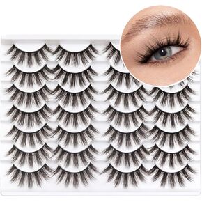 Losha Manga Lashes Fluffy Faux Mink Lashes 14 Pairs Natural False Lashes Pack Wispy Short Anime Lashes Look Like Individual Clusters| 3D1009