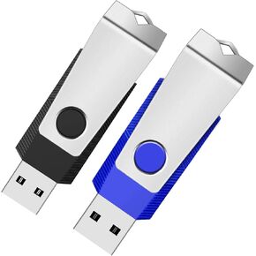 20 حزمة محرك أقراص فلاش USB 2.0 بسعة 2 جيجابايت مع سلاسل مفاتيح، محركات أقراص USB دوارة للإبهام، محرك أقراص USB للكمبيوتر المحمول (أسود) in Kuwait