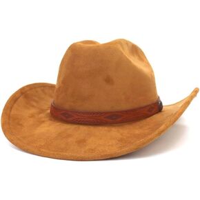 LIDHAY Cowboy Hat for Women Men Wide Brim Cowboy Cowgirl Hats Western Suede Cattleman Cowboy Hats