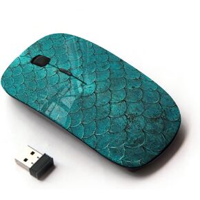 [ Optical 2.4G Wireless Mouse ] Teal Iridescent Scale Pattern Fish Tropical