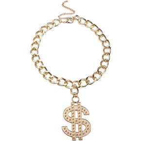 Gold Chain Dog Collar Adjustable Cuban Link Dog Necklace with Crystal Dollar Sign Pendant Funny Puppy Cat Jewelry Costume Accessories