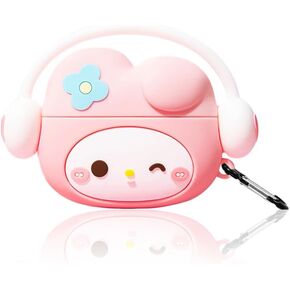 Cute Case Cover Compatible with AirPods Pro 1st&2nd with Carabiner Keychain,Funny 3D Soft Silicone Shockproof Protective Skin Case Cover for Airpod Pro 1st&2nd Case-Headphones Rabbit