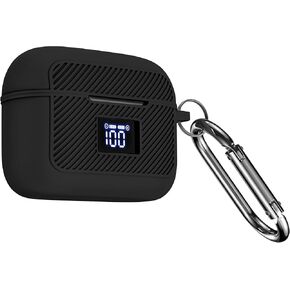 Geiomoo Silicone Case for TOZO T20, Protective Cover with Carabiner (Black)