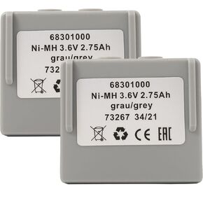 2-Pack 68301000 68300900 3.6V 2750mAh Ni-Mh Battery for HETRONIC Remote Control Grey Rechargeable Battery